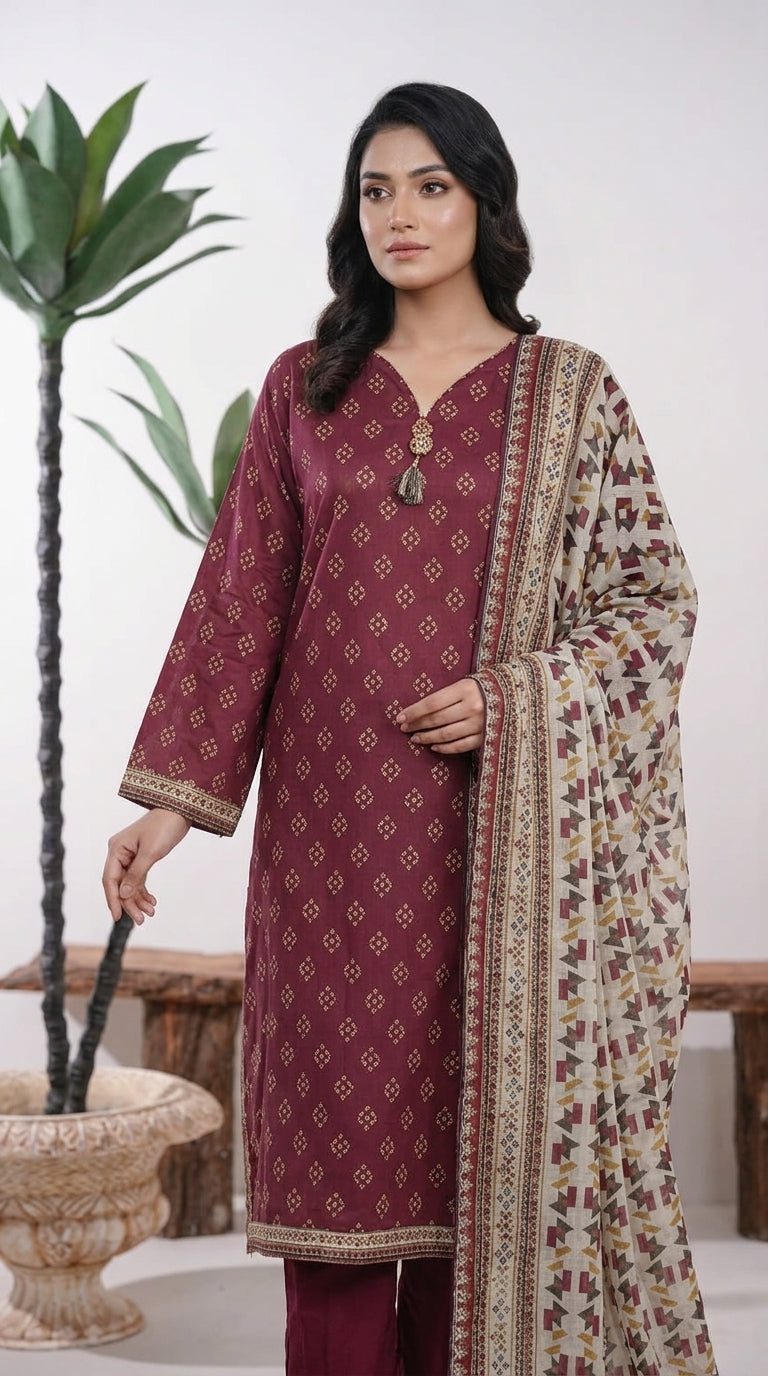 Bin Saeed Rozana 3-Piece Printed Lawn Suit D31