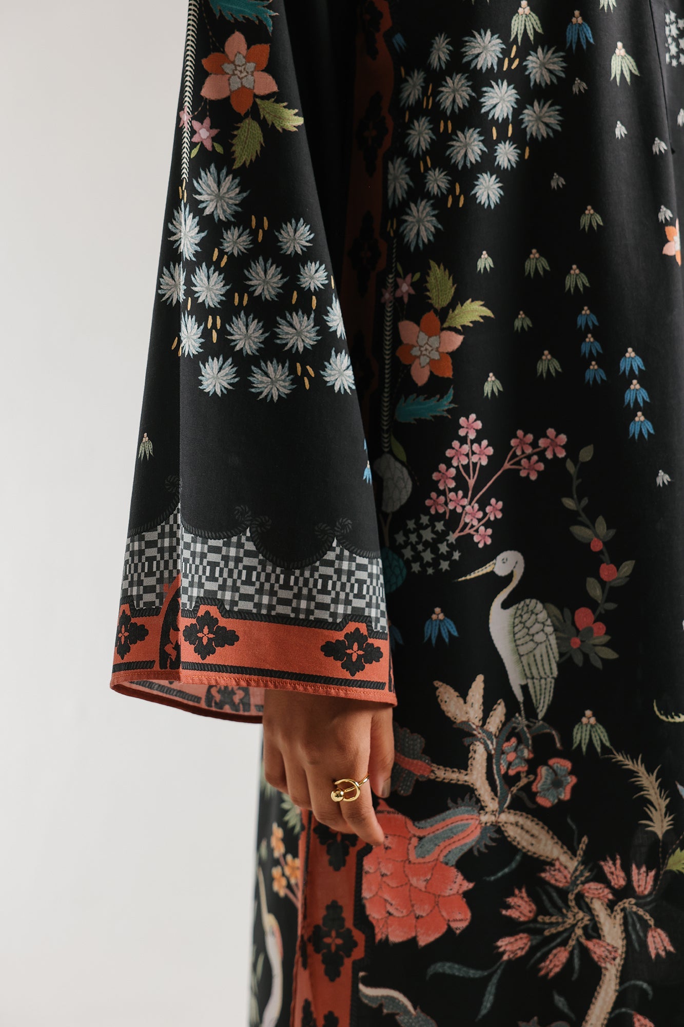 ETHNC PRINTED KAFTAN-JET-BLACK | E8039/102/902