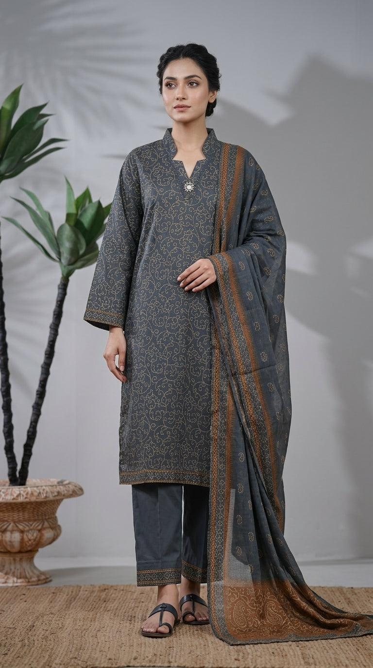 Bin Saeed Rozana 3-Piece Printed Lawn Suit D43