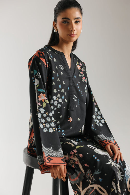 ETHNC PRINTED KAFTAN-JET-BLACK | E8039/102/902