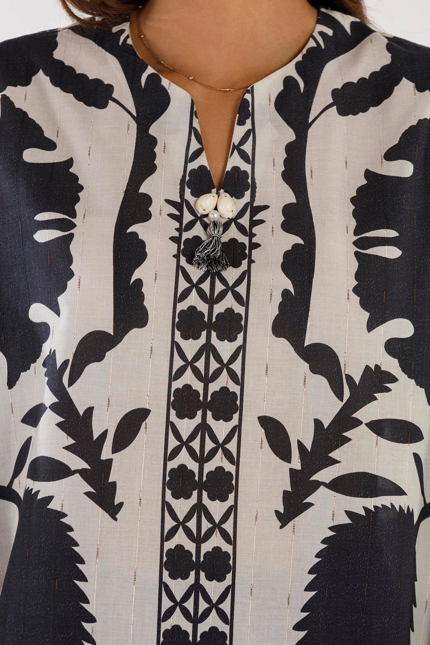 Sana Safinaz Stitched Printed Shirt + Culotte - SS26BSP026P2T