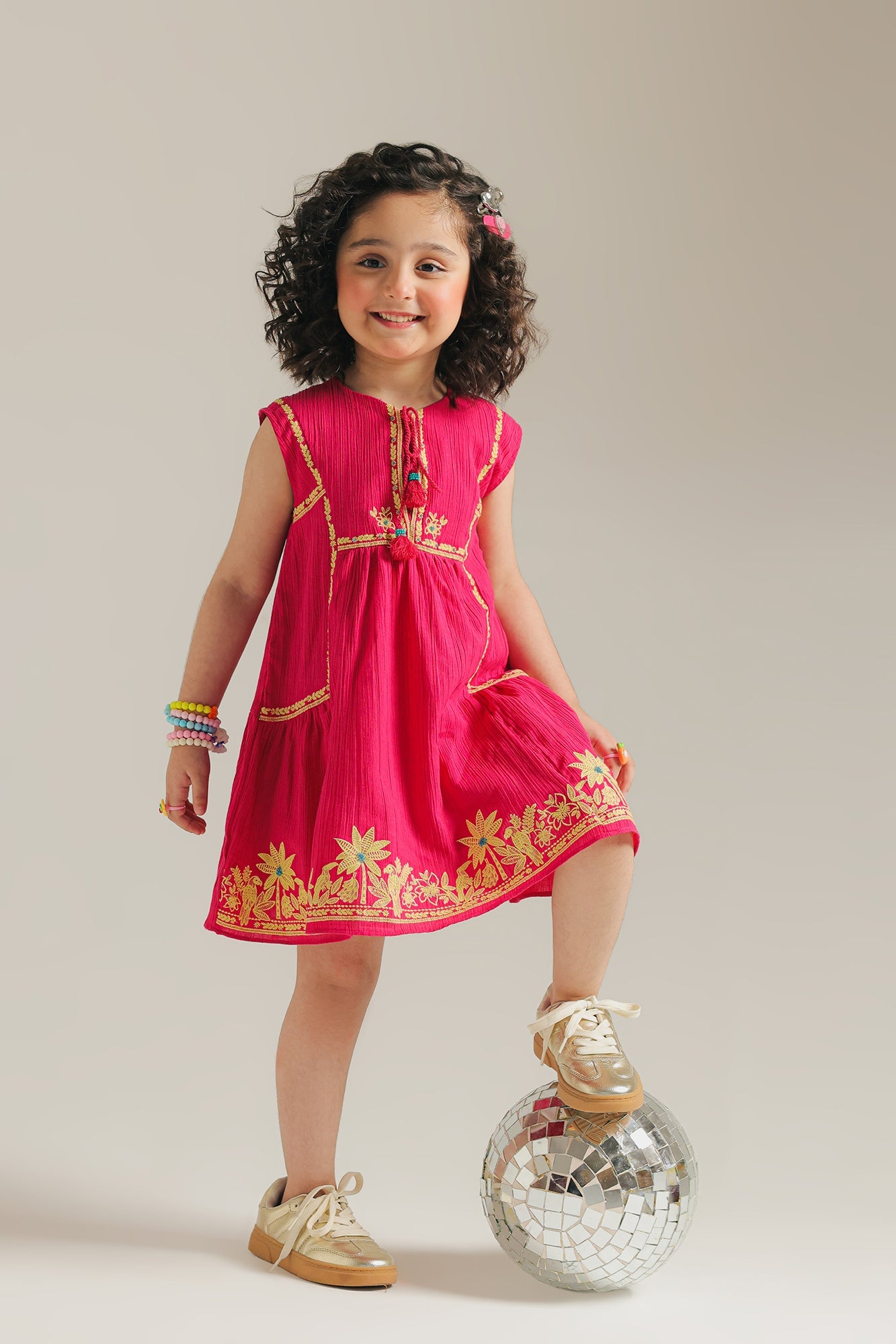 ETHNC - KIDS DRESS- BARBIE-PINK | E1412/301/406