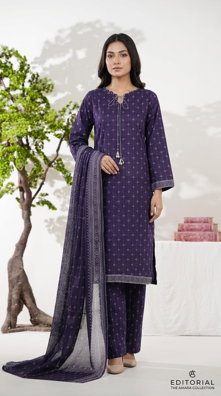 Bin Saeed Rozana 3-Piece Printed Lawn Suit D21