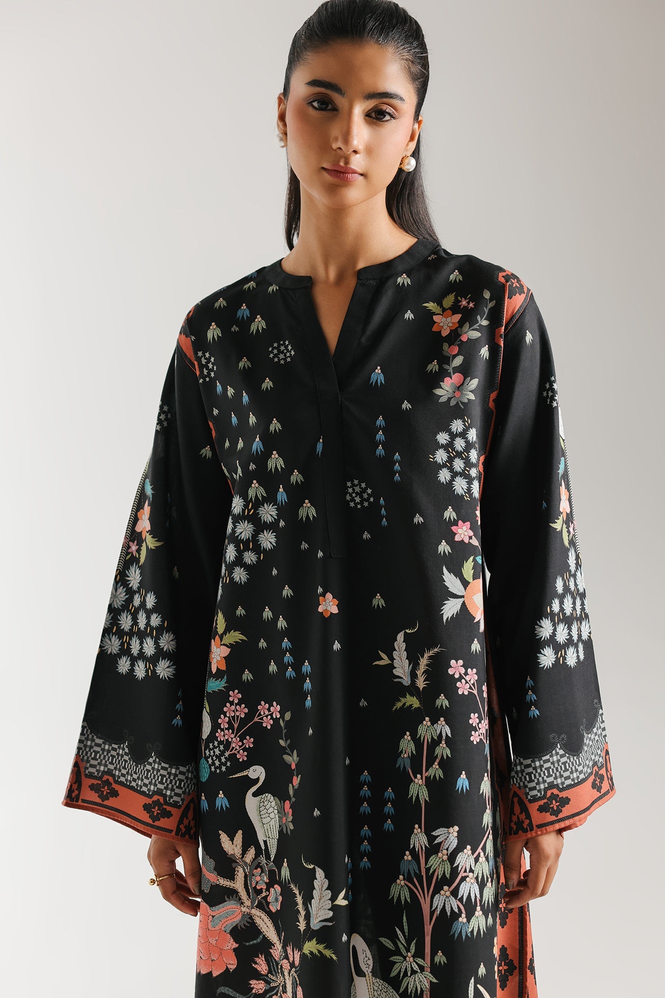 ETHNC PRINTED KAFTAN-JET-BLACK | E8039/102/902