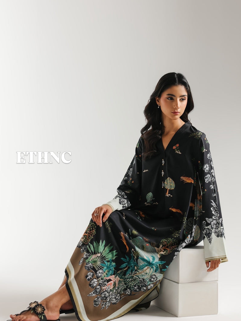 ETHNC PRINTED KAFTAN JET-BLACK | E8076/102/902