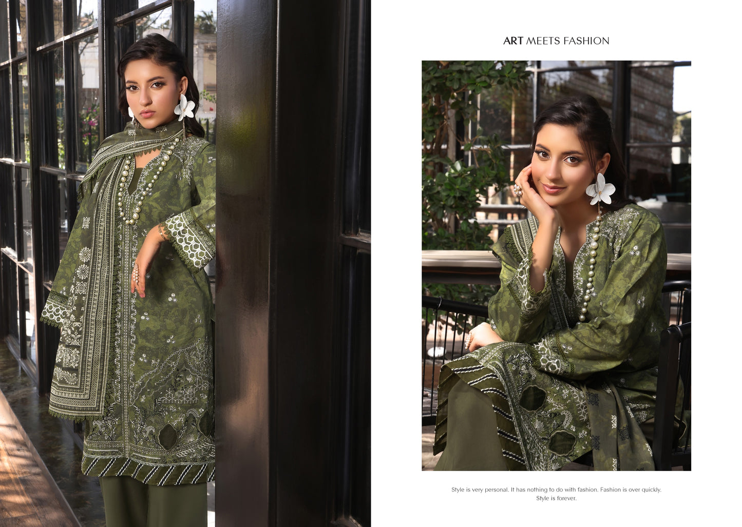 COCO by KALAL – Olive Muse Embroidered Lawn 3PC (UNSTITCHED )| EKR-672
