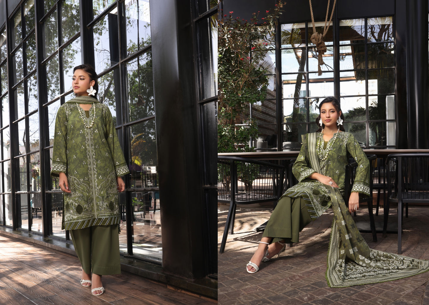 COCO by KALAL – Olive Muse Embroidered Lawn 3PC (UNSTITCHED )| EKR-672