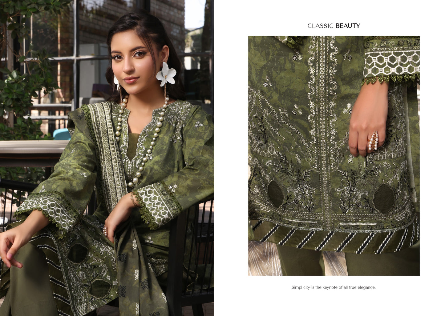 COCO by KALAL – Olive Muse Embroidered Lawn 3PC (UNSTITCHED )| EKR-672