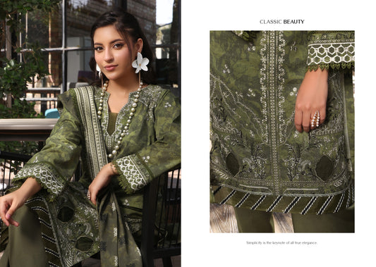 COCO by KALAL – Olive Muse Embroidered Lawn 3PC (UNSTITCHED )| EKR-672