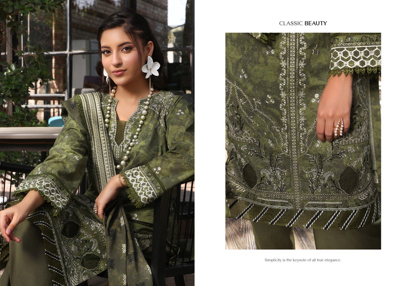 COCO by KALAL – Olive Muse Embroidered Lawn 3PC (UNSTITCHED )| EKR-672