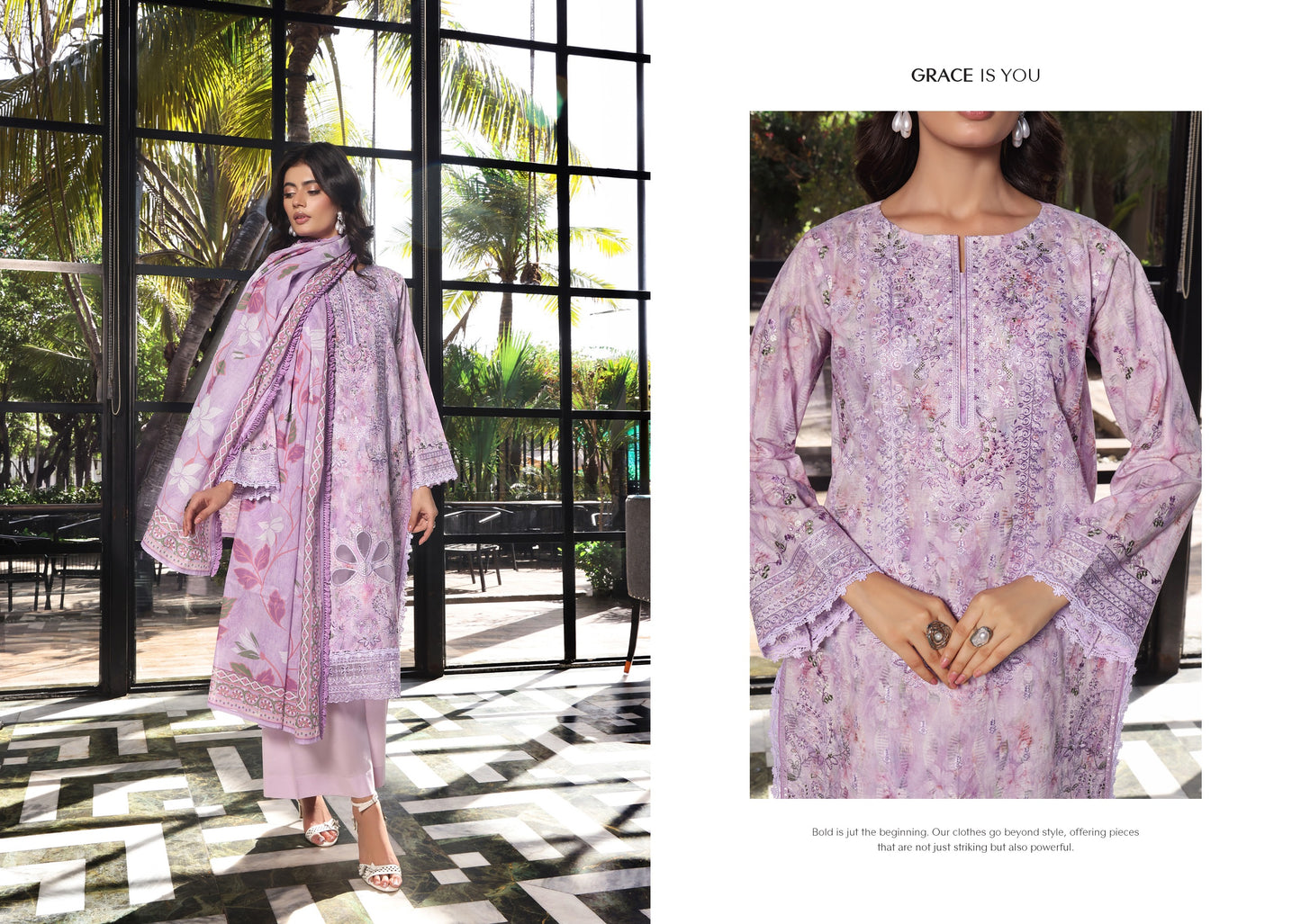 COCO by KALAL – Lavender Bloom Embroidered Lawn 3PC (UNSTITCHED )| RAY-669