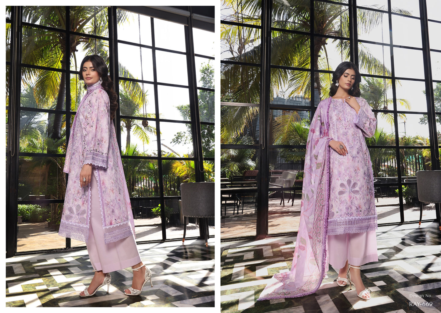 COCO by KALAL – Lavender Bloom Embroidered Lawn 3PC (UNSTITCHED )| RAY-669