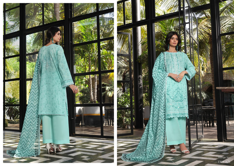 COCO by KALAL – Aqua Serenity Embroidered Lawn 3PC (UNSTITCHED) | EKR-671