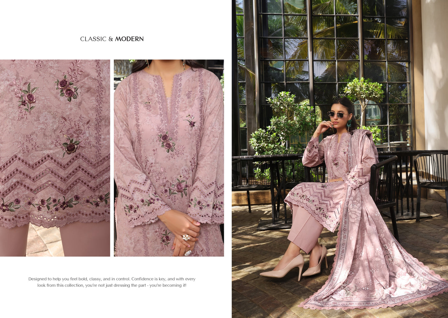 COCO by KALAL – Dusty Rose Embroidered Lawn 3PC (UNSTITCHED )| RAY-677