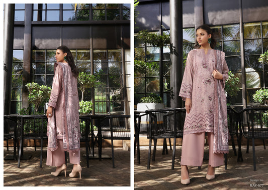 COCO by KALAL – Dusty Rose Embroidered Lawn 3PC (UNSTITCHED )| RAY-677