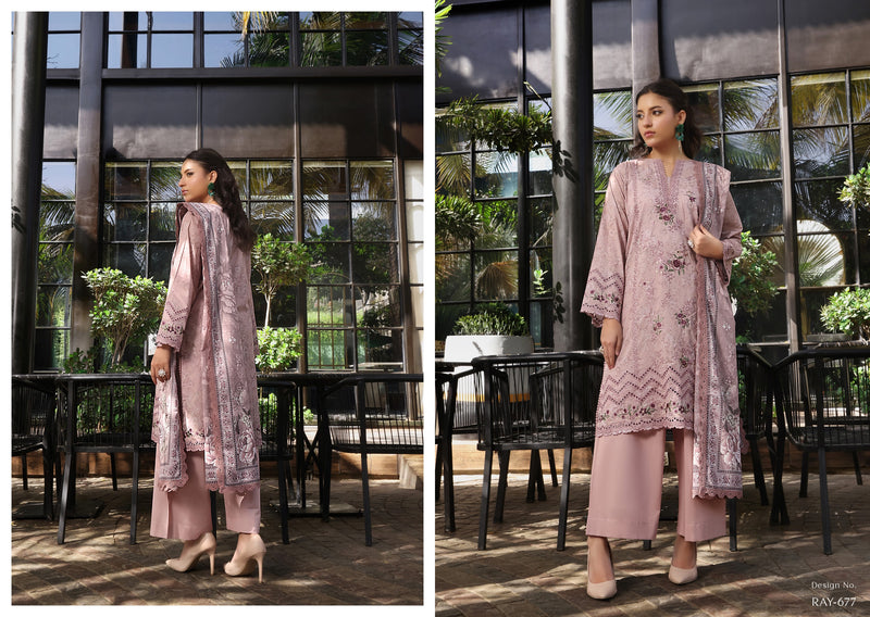 COCO by KALAL – Dusty Rose Embroidered Lawn 3PC (UNSTITCHED )| RAY-677