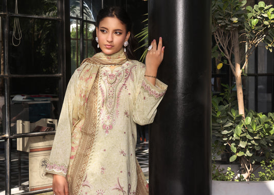 COCO by KALAL – Beige Blush Embroidered Lawn 3PC (UNSTITCHED )| EKR-675