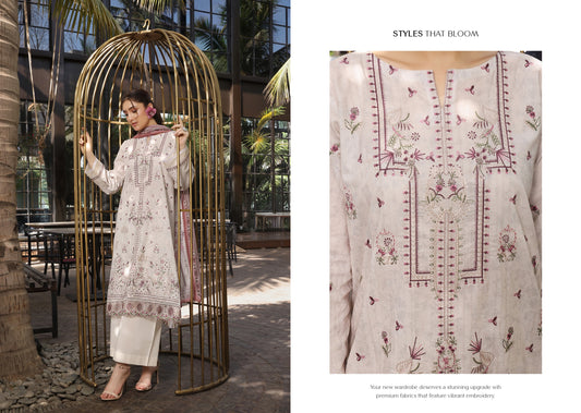 COCO by KALAL – Pearl Ivory Embroidered Lawn 3PC (UNSTITCHED )| EKR-673