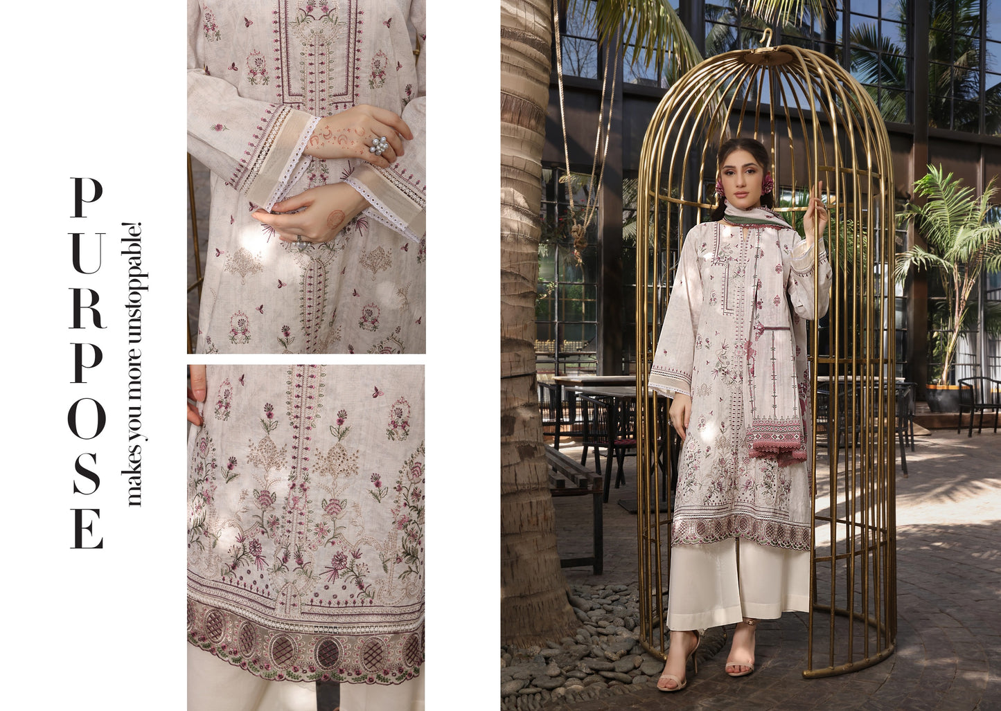 COCO by KALAL – Pearl Ivory Embroidered Lawn 3PC (UNSTITCHED )| EKR-673