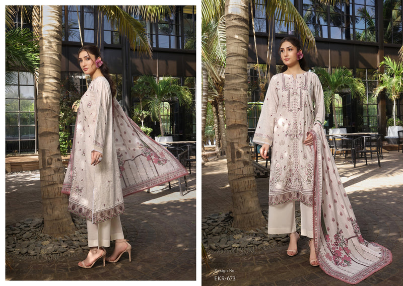 COCO by KALAL – Pearl Ivory Embroidered Lawn 3PC (UNSTITCHED )| EKR-673