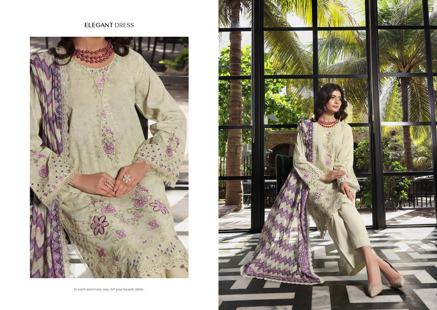 COCO by KALAL – Ivory Bloom Embroidered Lawn 3PC (UNSTITCHED )| EKR-676