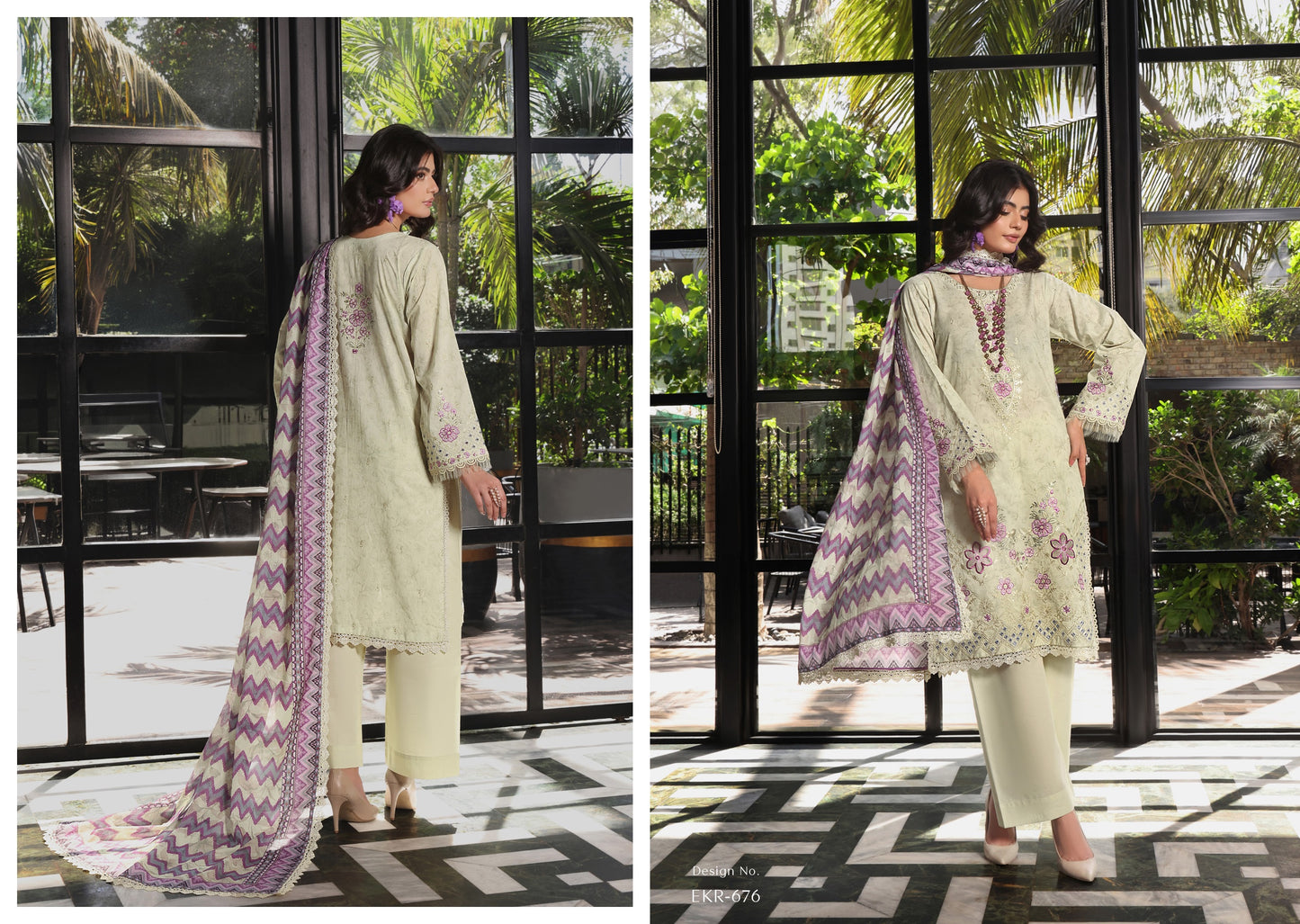 COCO by KALAL – Ivory Bloom Embroidered Lawn 3PC (UNSTITCHED )| EKR-676