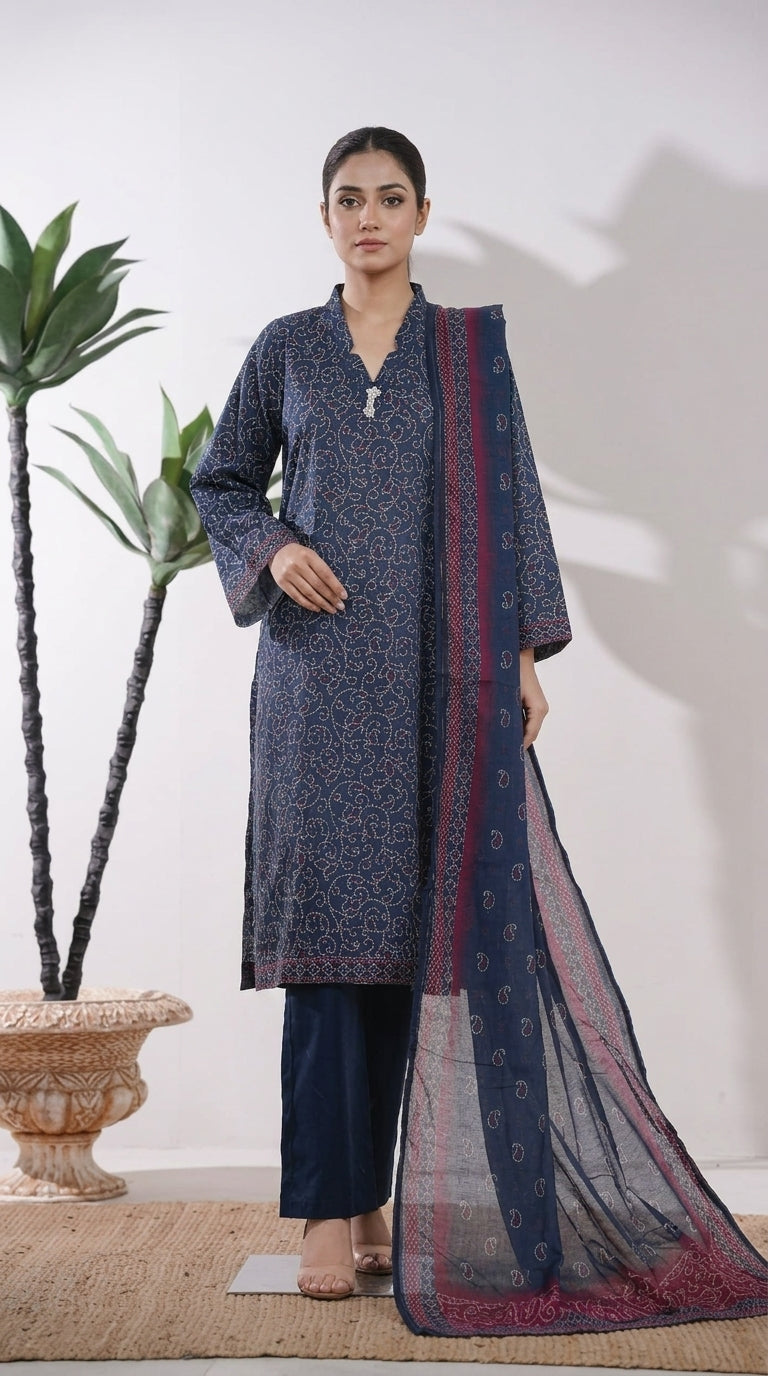 Bin Saeed Rozana 3-Piece Printed Lawn Suit D45
