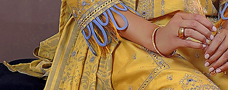 Gulzar Yousaf (GY) Durfishan Vol-20 D#01 – Unstitched Embroidered Lawn 3 Piece Suit | Mustard Yellow