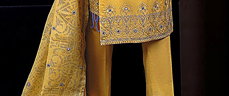 Gulzar Yousaf (GY) Durfishan Vol-20 D#01 – Unstitched Embroidered Lawn 3 Piece Suit | Mustard Yellow