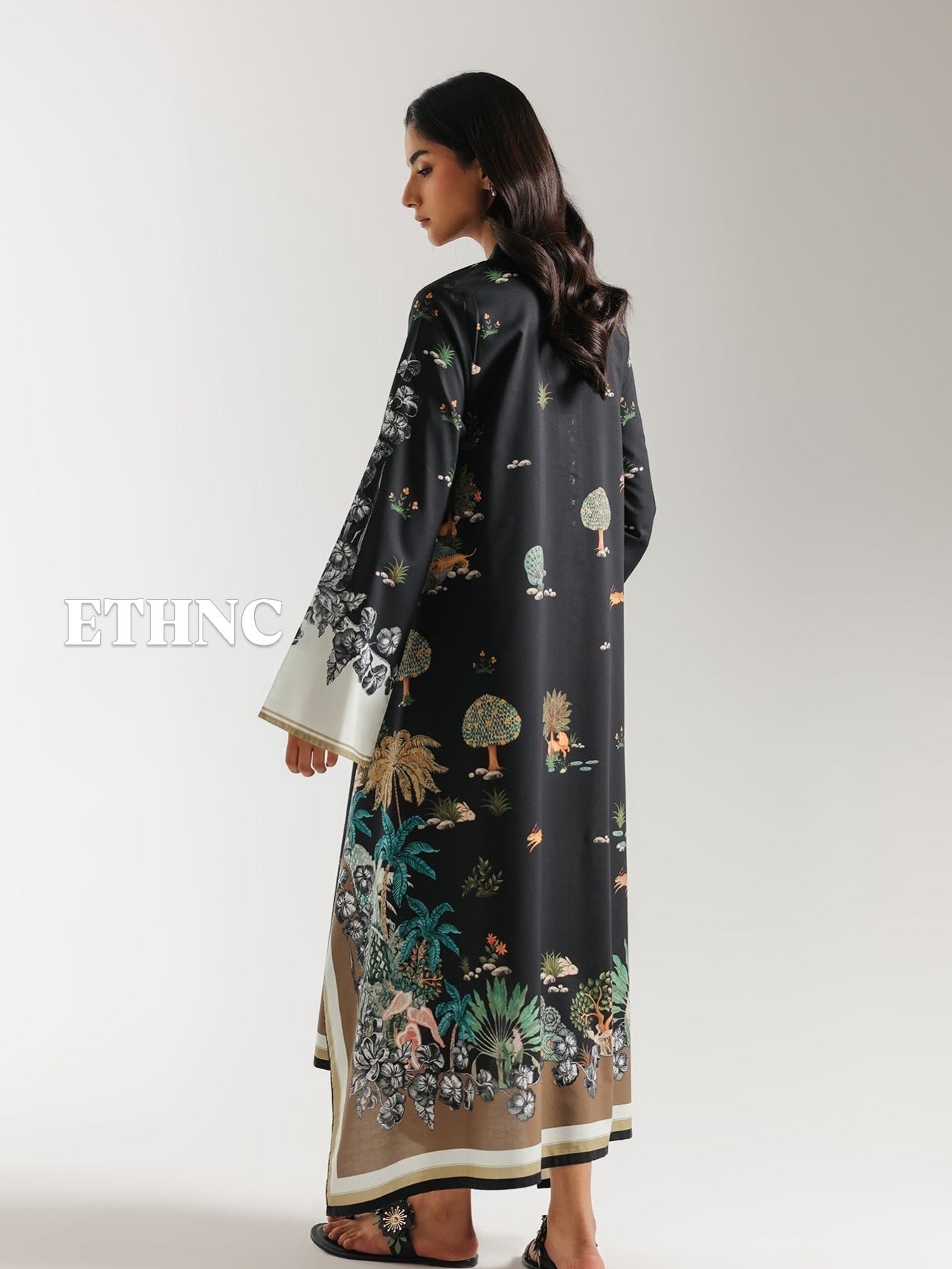 ETHNC PRINTED KAFTAN JET-BLACK | E8076/102/902