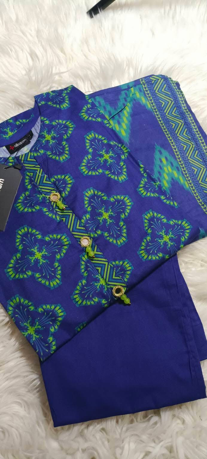 ALKARAM STUDIO  KHADDAR 3PC -READY STITCHED-Royal Blue