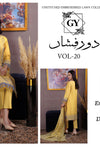 Gulzar Yousaf (GY) Durfishan Vol-20 D#01 – Unstitched Embroidered Lawn 3 Piece Suit | Mustard Yellow