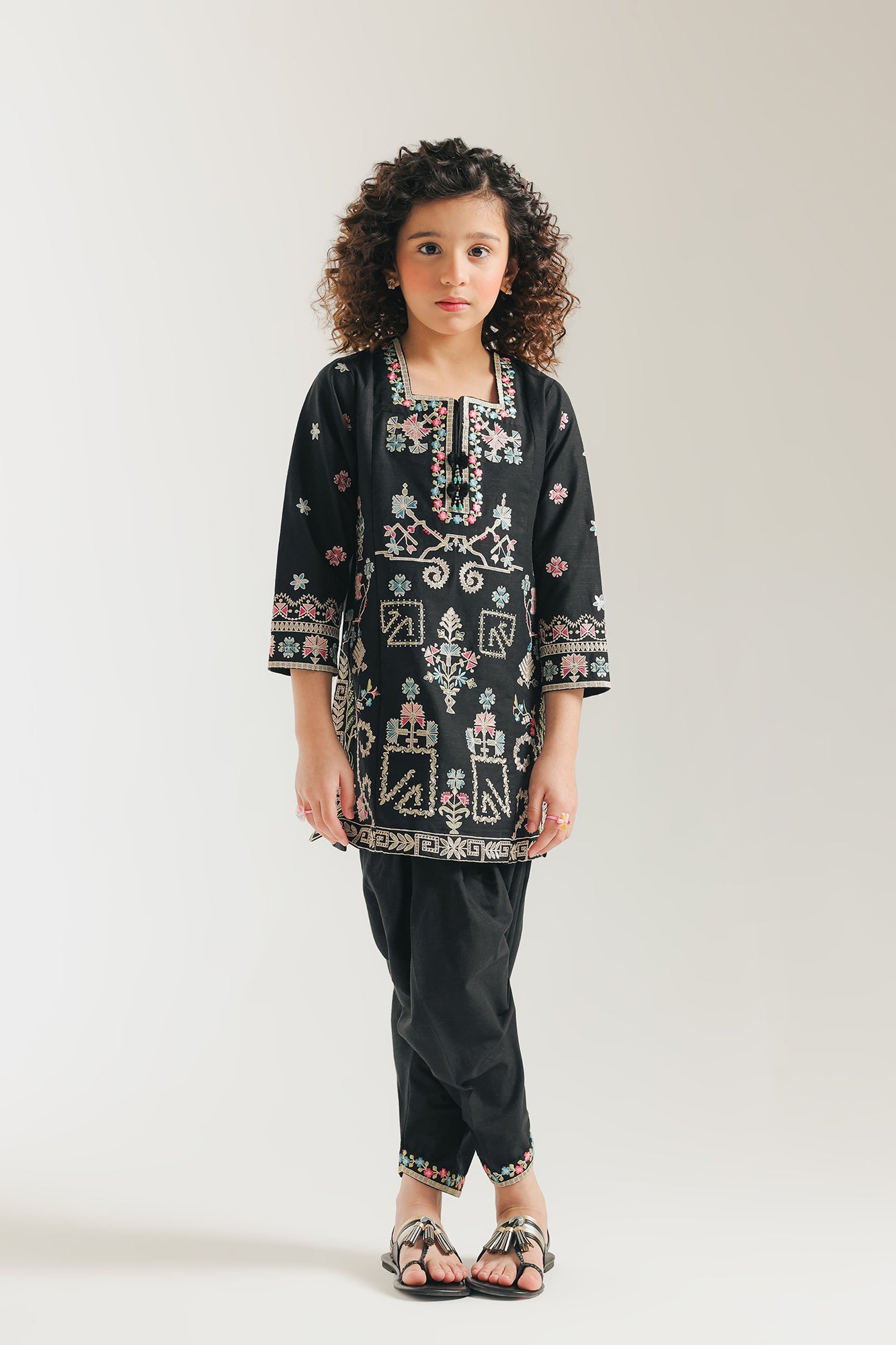 ETHNC-KIDS-EMBROIDERED SUITS-BLACK | E1362/402/901 E1362/302/901