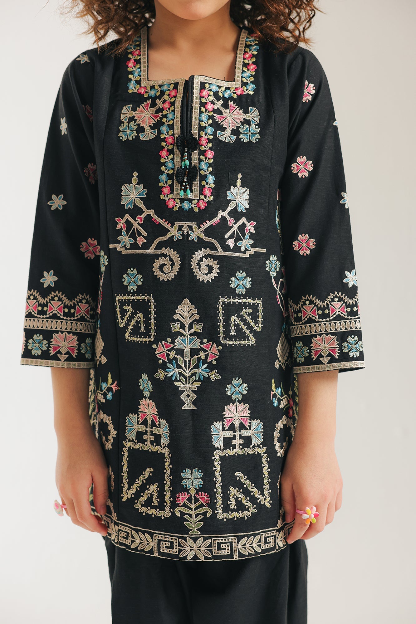 ETHNC-KIDS-EMBROIDERED SUITS-BLACK | E1362/402/901 E1362/302/901