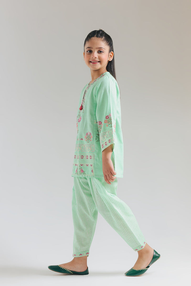 ETHNC KIDS-EMBROIDERED SUIT-DULL GREEN | E1518/402/718 E1518/302/718