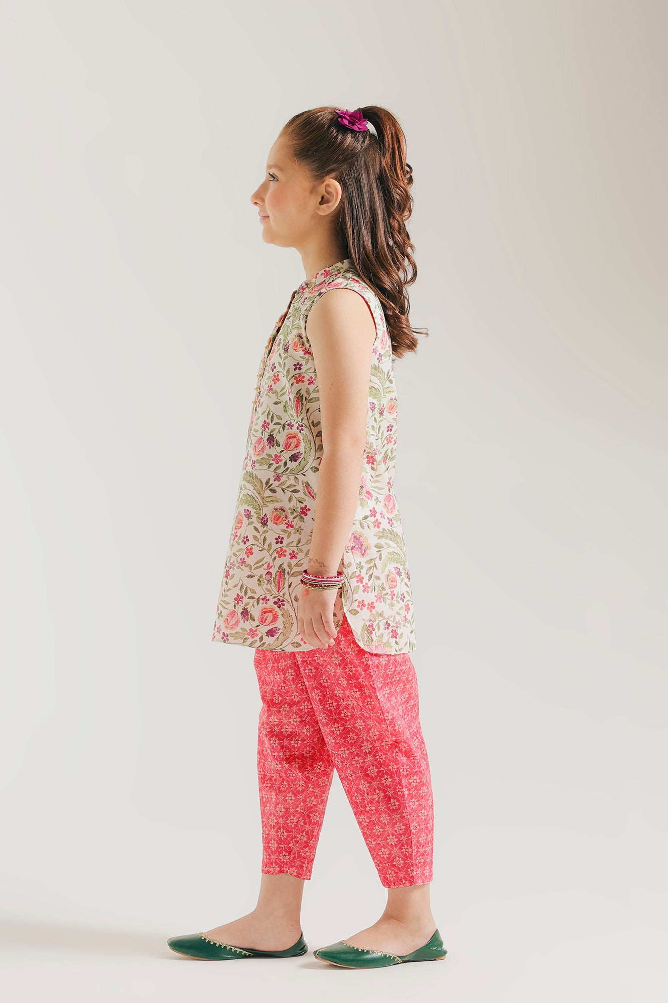 Girls Printed Floral Suit – Off White | 2-Piece Stitched Kids Ethnic Wear