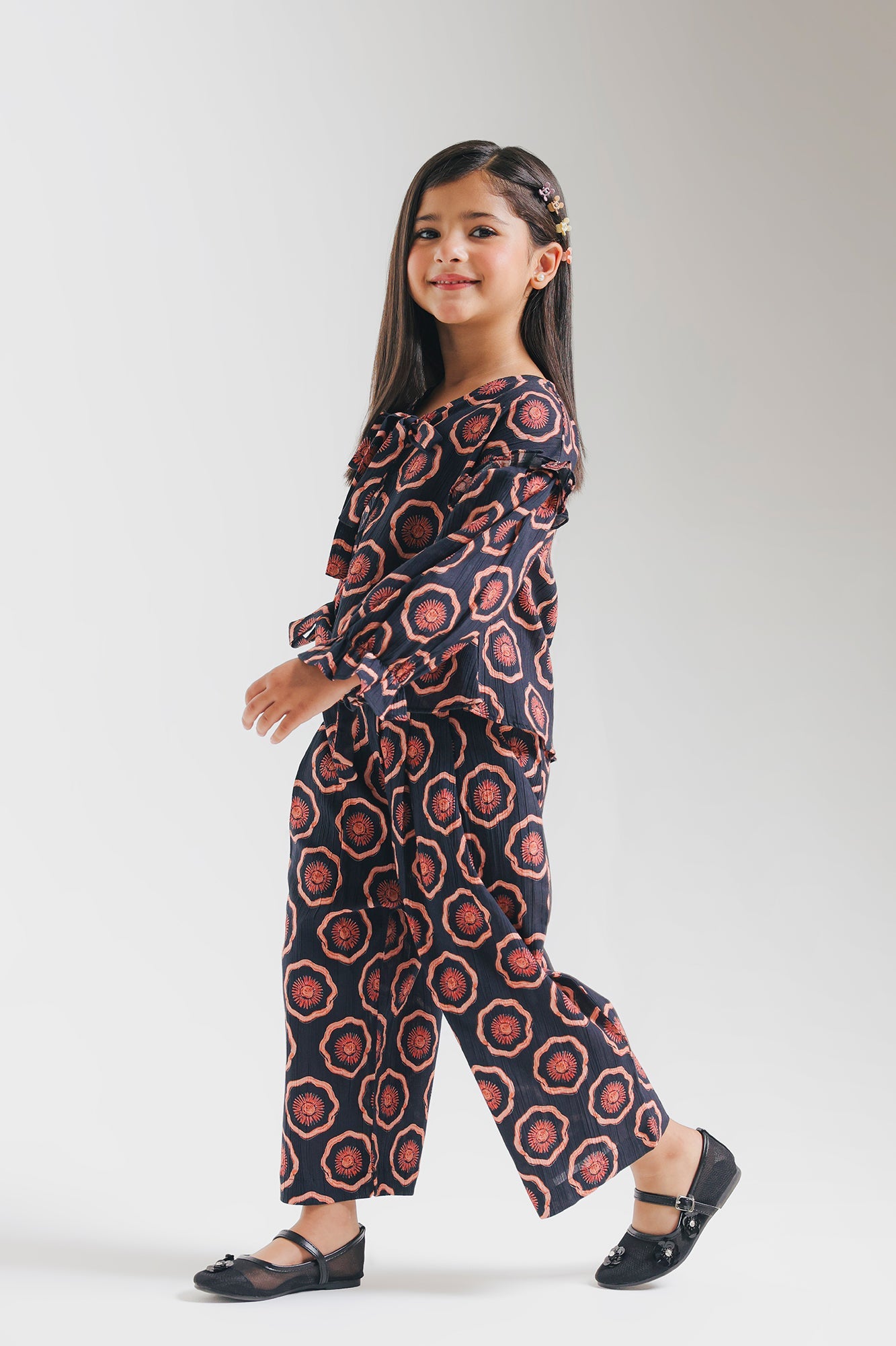 ETHNC-KIDS- PRINTED CO-ORD SET (JET BLACK | E1842/301/902)