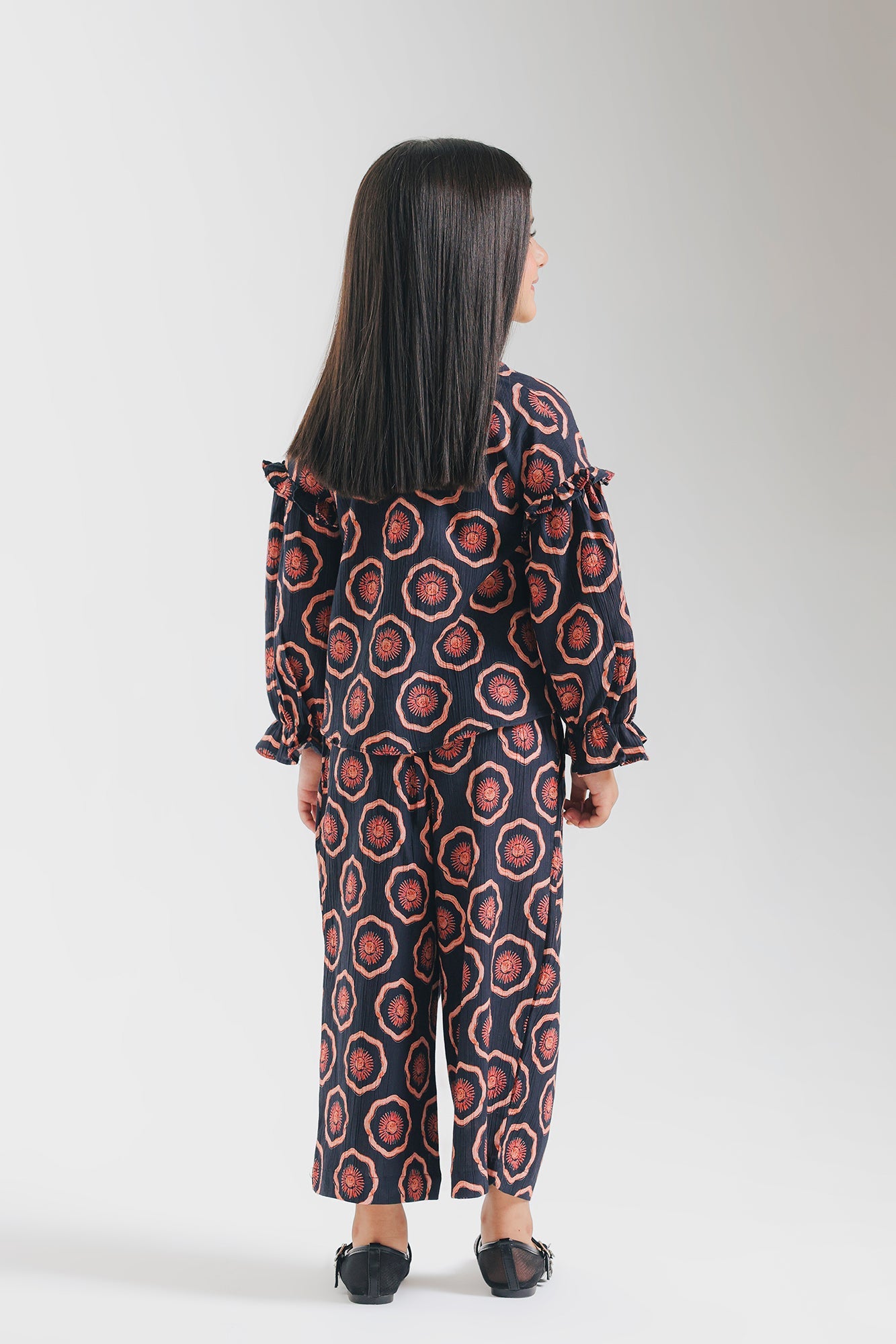 ETHNC-KIDS- PRINTED CO-ORD SET (JET BLACK | E1842/301/902)