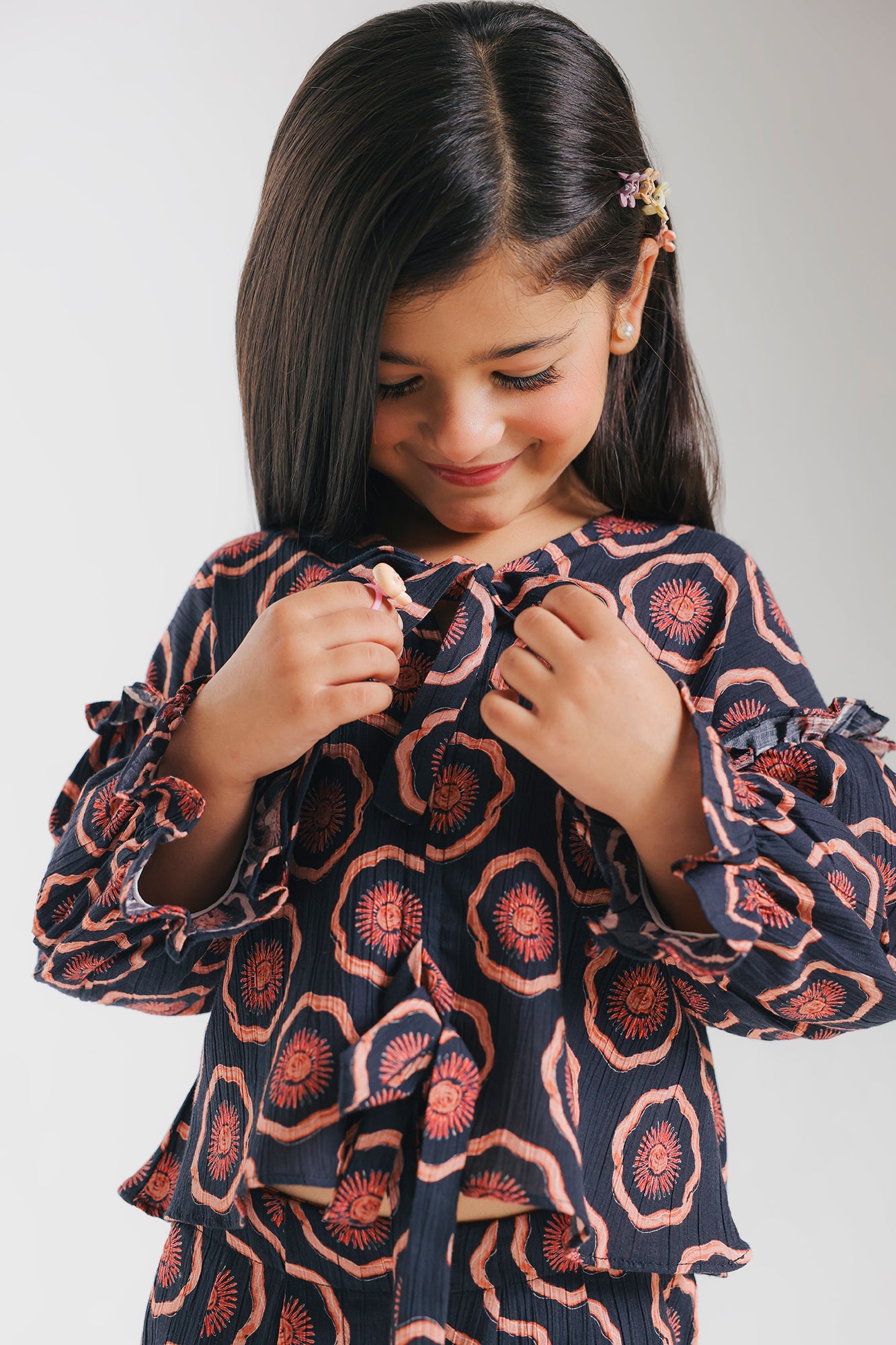ETHNC-KIDS- PRINTED CO-ORD SET (JET BLACK | E1842/301/902)