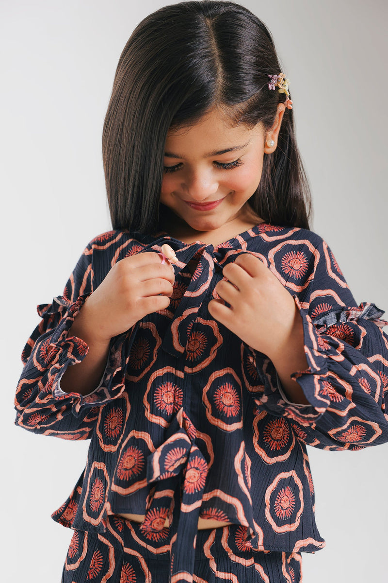 ETHNC-KIDS- PRINTED CO-ORD SET (JET BLACK | E1842/301/902)