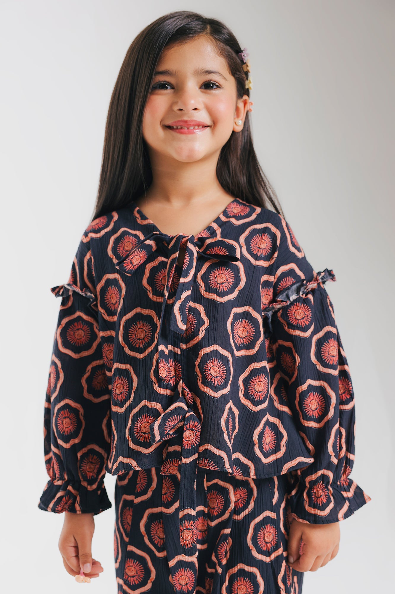 ETHNC-KIDS- PRINTED CO-ORD SET (JET BLACK | E1842/301/902)