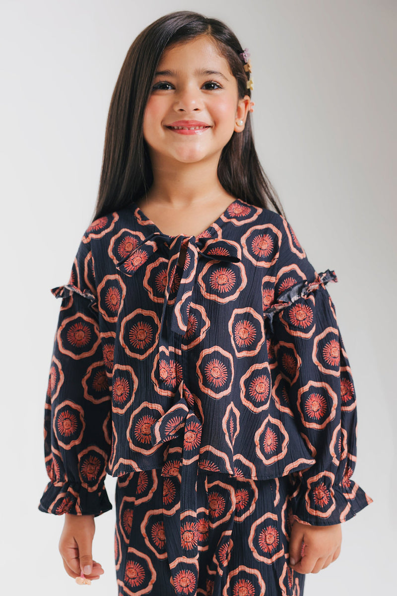 ETHNC-KIDS- PRINTED CO-ORD SET (JET BLACK | E1842/301/902)