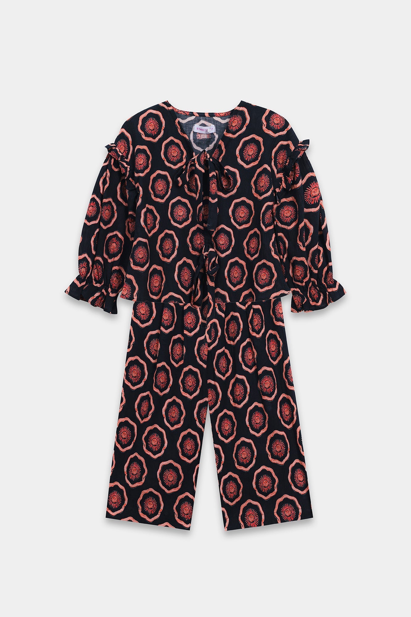 ETHNC-KIDS- PRINTED CO-ORD SET (JET BLACK | E1842/301/902)
