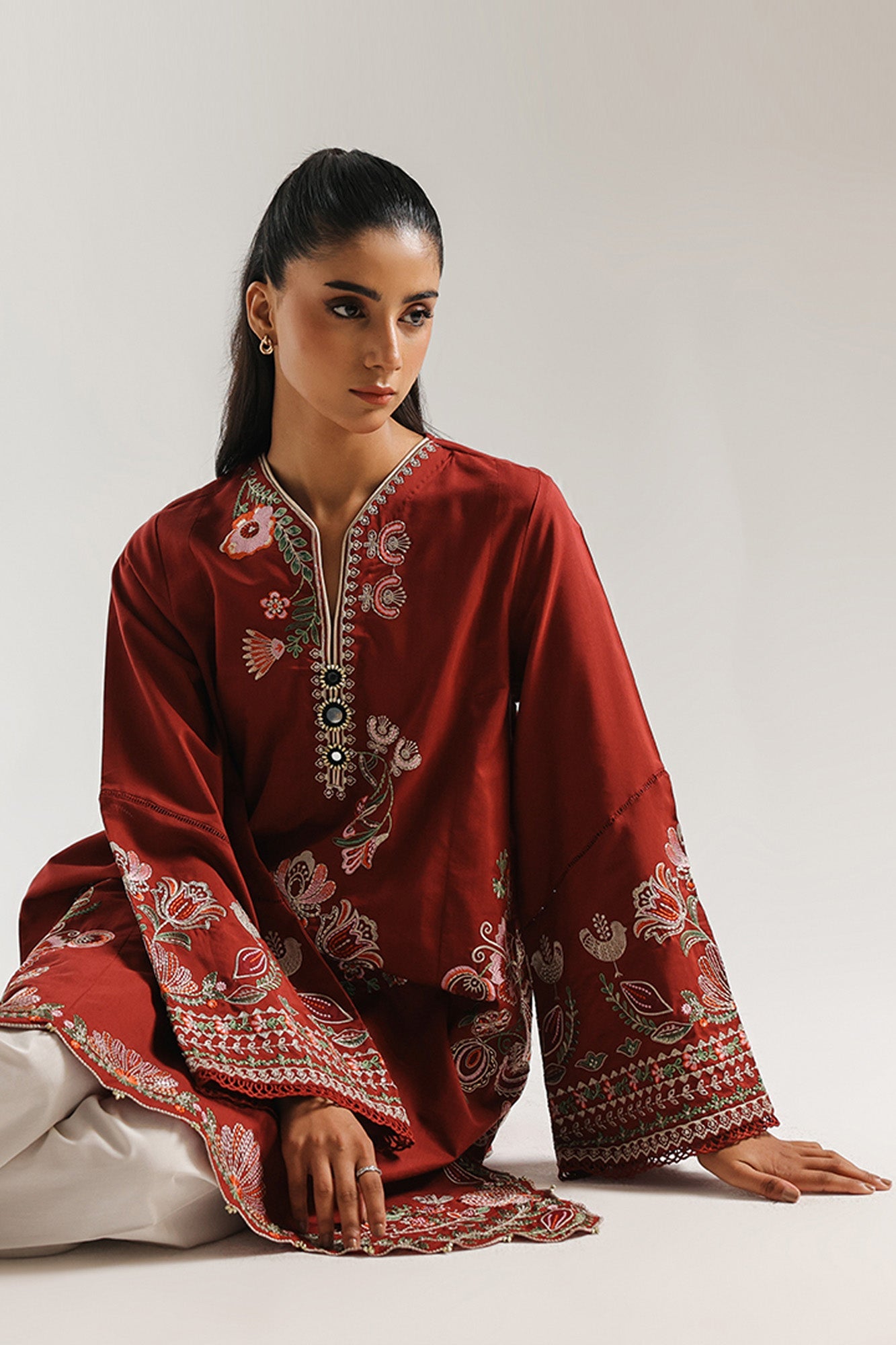 ETHNC -Embroidered Suit- Deep Burgundy | E4169/103/414
