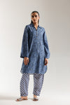 ETHNC-PRINTED SUIT-ROYAL-BLUE | E6686/102/624 |SHIRT - RELAX FIT
