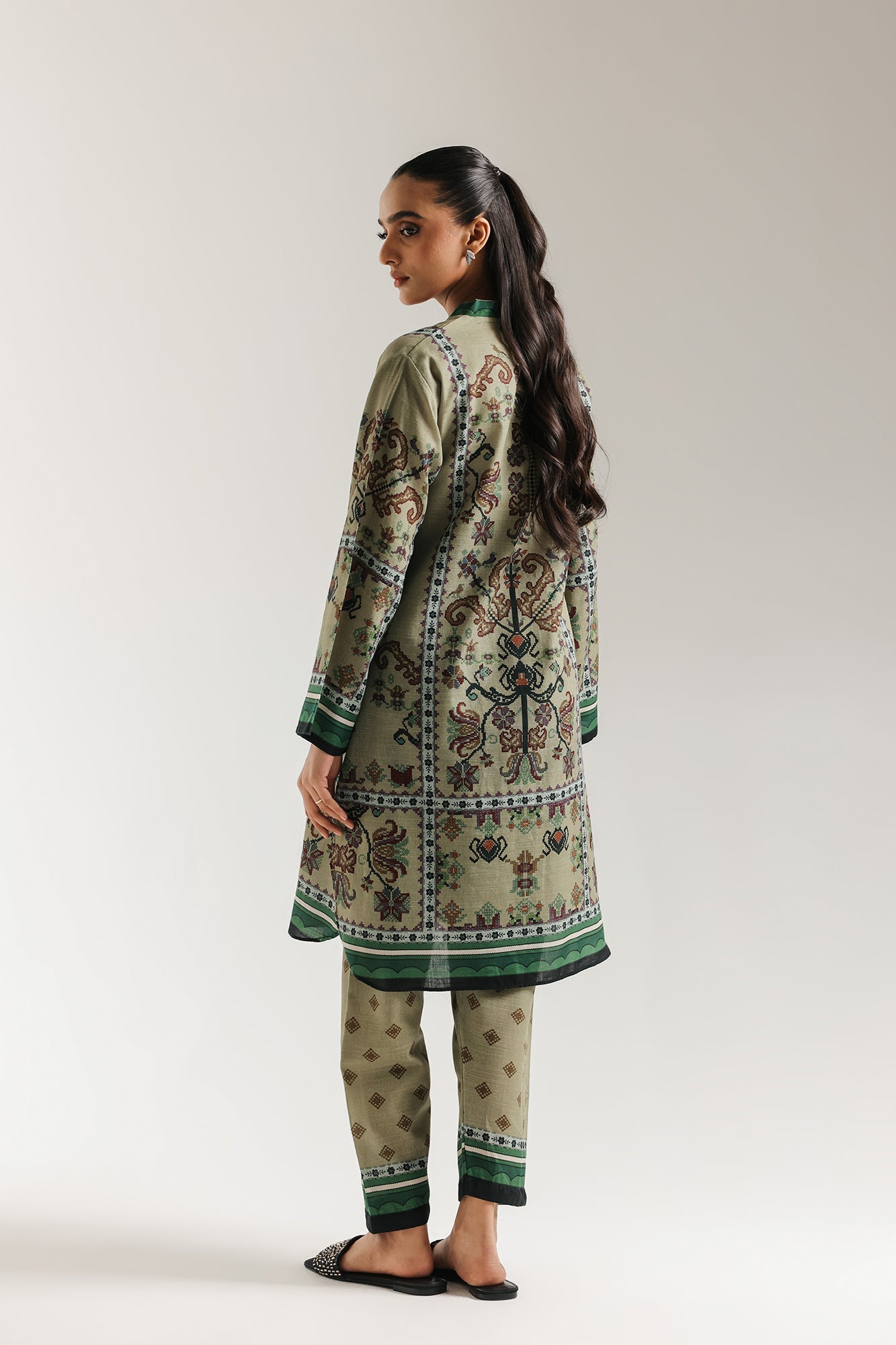ETHNC-PRINTED SUIT-COLOR-GRASS-GREEN | E7110/102/707