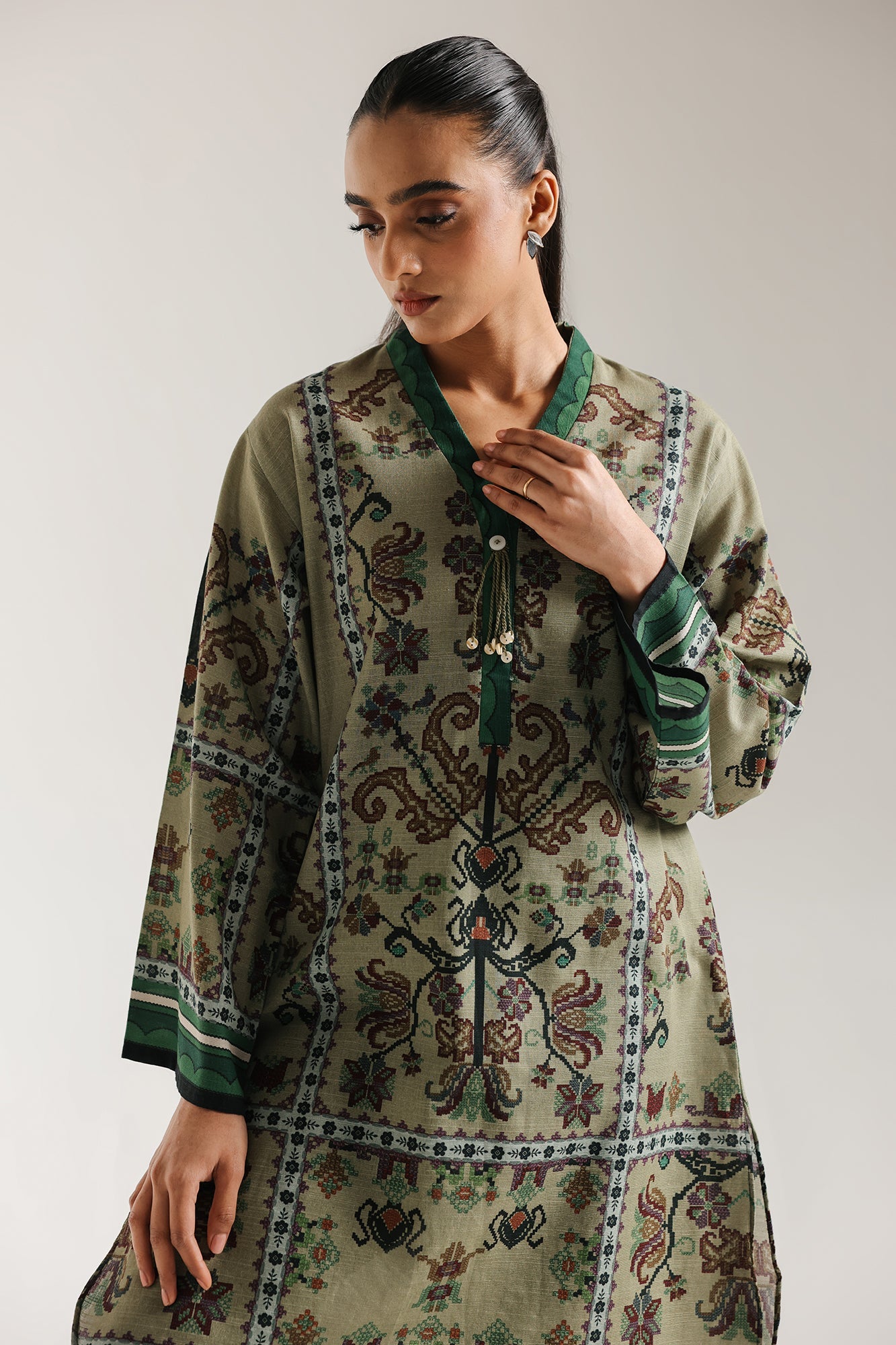 ETHNC-PRINTED SUIT-COLOR-GRASS-GREEN | E7110/102/707