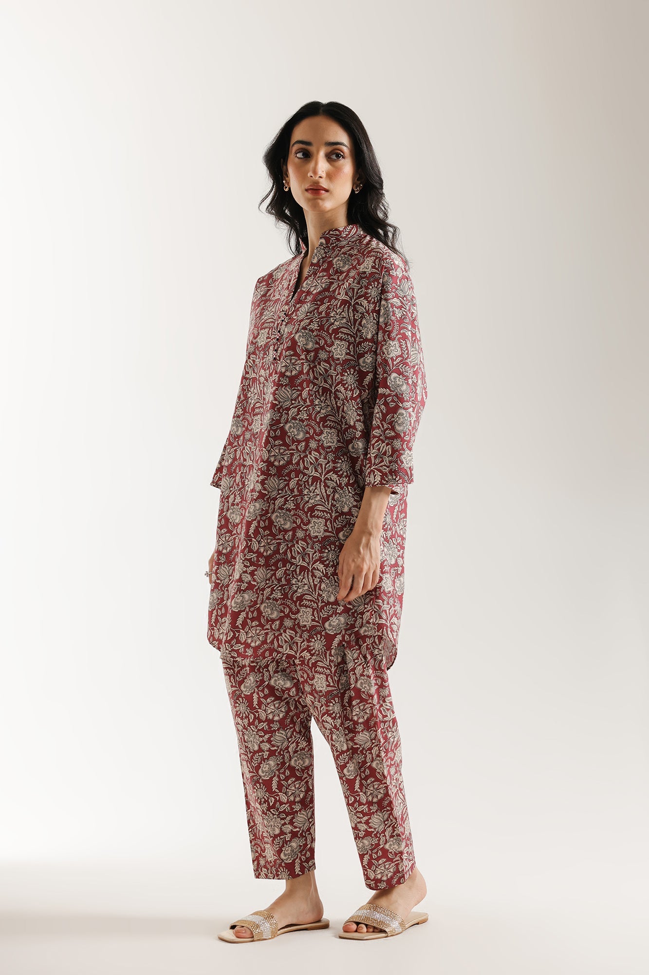 ETHNC -Printed 2-Piece Suit | SHIRT - RELAX FIT - BAN NECK WITH SLIT- (TROUSER - SHALWAR - REGULAR LENGTH)(VIVID-VIOLET | E7115/102/521)
