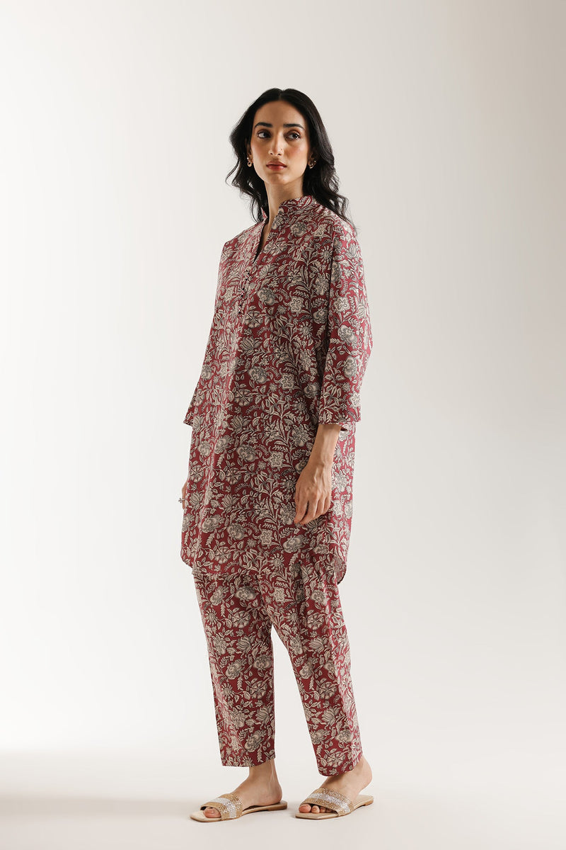 ETHNC -Printed 2-Piece Suit | SHIRT - RELAX FIT - BAN NECK WITH SLIT- (TROUSER - SHALWAR - REGULAR LENGTH)(VIVID-VIOLET | E7115/102/521)