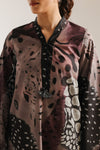 ETHNC -Printed 2-Piece Suit | SHIRT - RELAX FIT - Y NECK- (TROUSER - CULOTTE FIT)(JET BLACK | E8130/102/902)